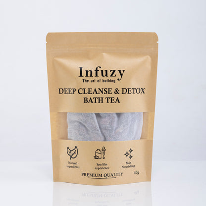 Infuzy Deep Cleanse & Detox Bath Tea packaging on a white background