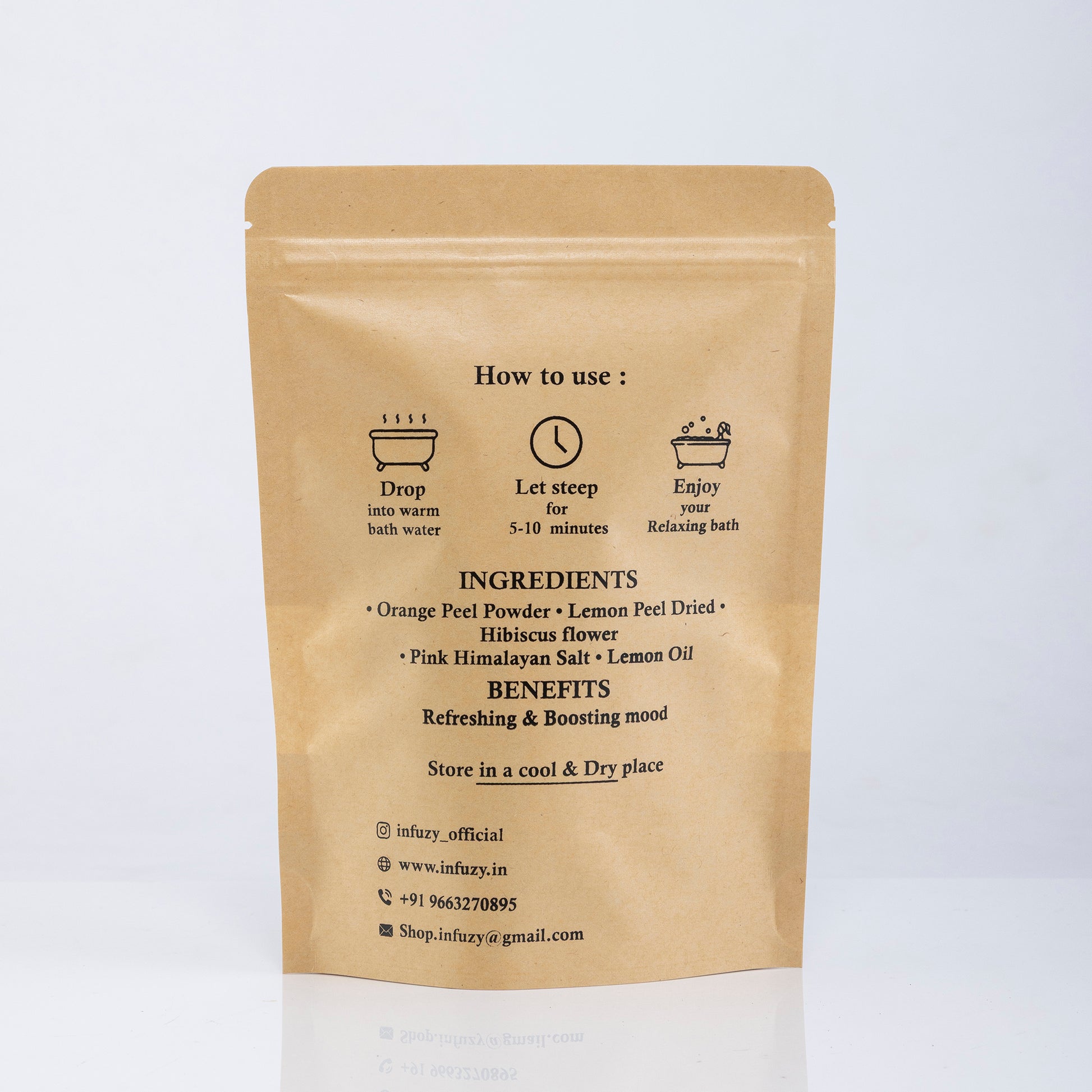 Brown package with instructions and ingredients on a white background